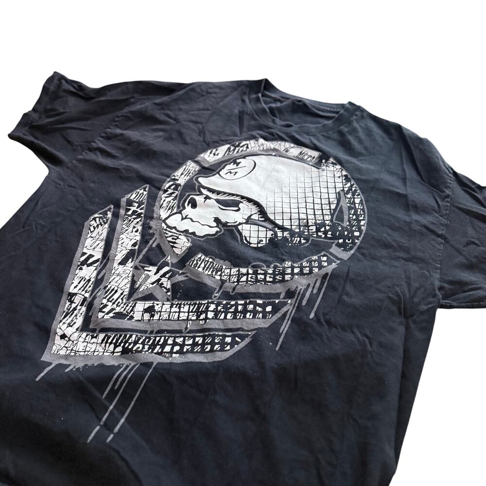 Y2K Metal Mulisha Skull Helmet Graphic Black T-Shirt Moto Grunge Tee No Size